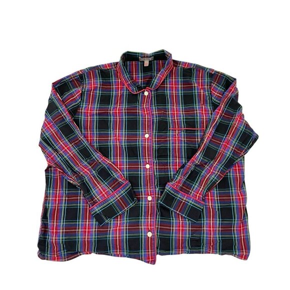 J. Crew Tartan Plaid Holiday 2 Piece Pajama Set Cotton Long Sleeve Pants size 2X - Picture 4 of 11